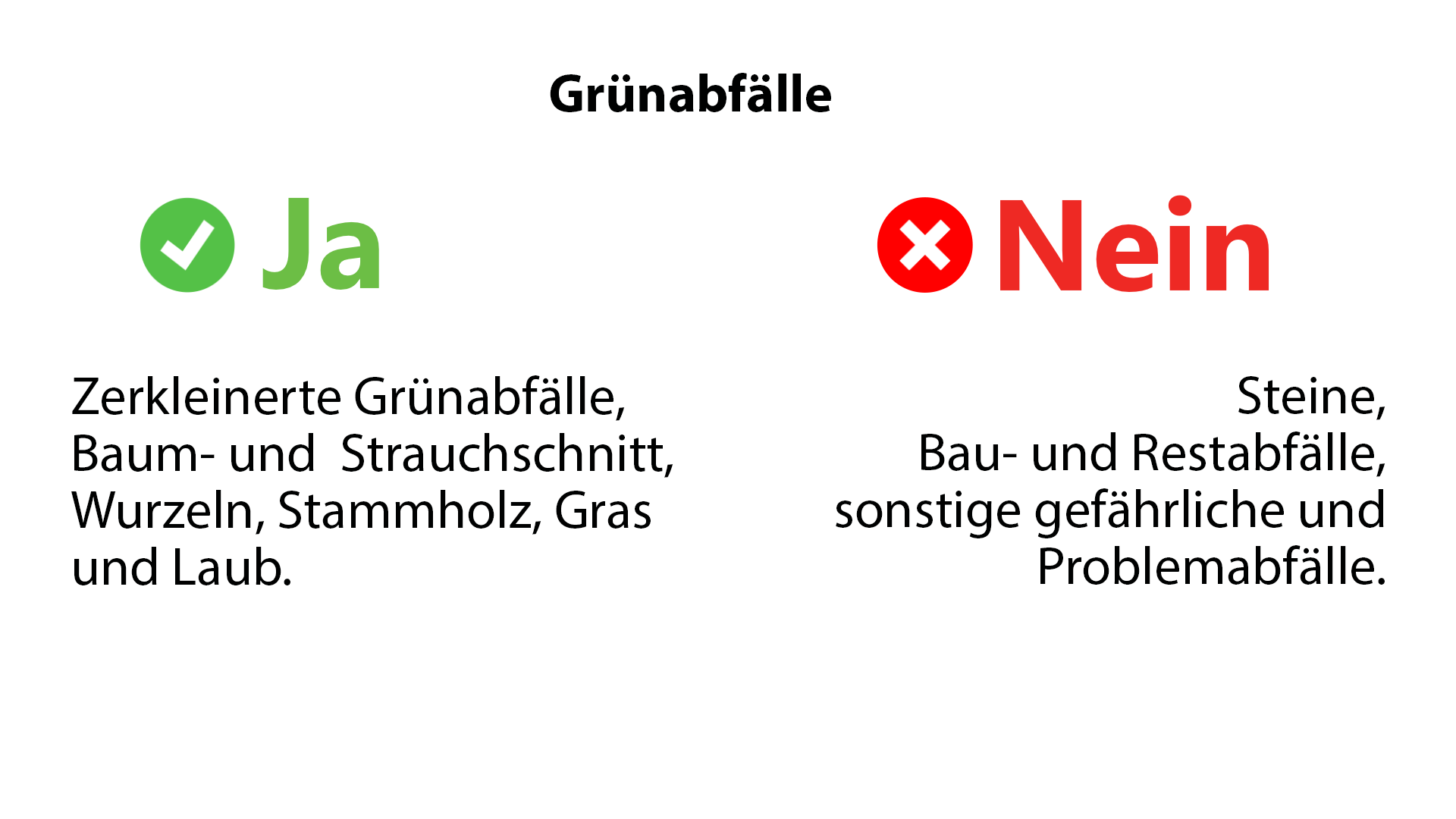 Infokarte Bagup erlaubte und verbotene Grünabfälle